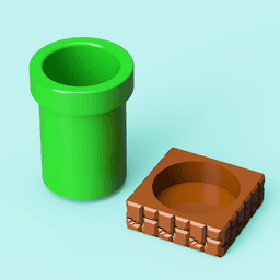 Super Mario Pipe Pen Cup & Base 3d model