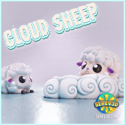 Cloud Sheep - Flexi Keychain, Straw Buddy & Display Base, No Supports 3D Print STL/3MF 3d model