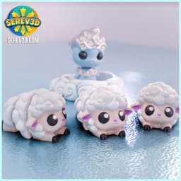 Cloud Sheep - Flexi Keychain, Straw Buddy & Display Base, No Supports 3D Print STL/3MF 3d model