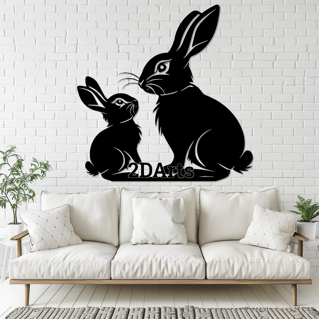 Rabbit Baby and Mother 2D Wall Art/Window Art 3d model