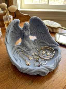 Elegant Angel Guardian Wing Jewelry Dish - Serene Trinket Tray 3d model