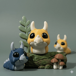 FlexiSlugs Rock Dino - Flexi Articulated Chibi Slug STL 3d model