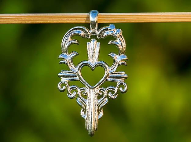 Swedish Cross Folk Art Kurbits Heart Necklace Pendant Jewelry Gift 3d model