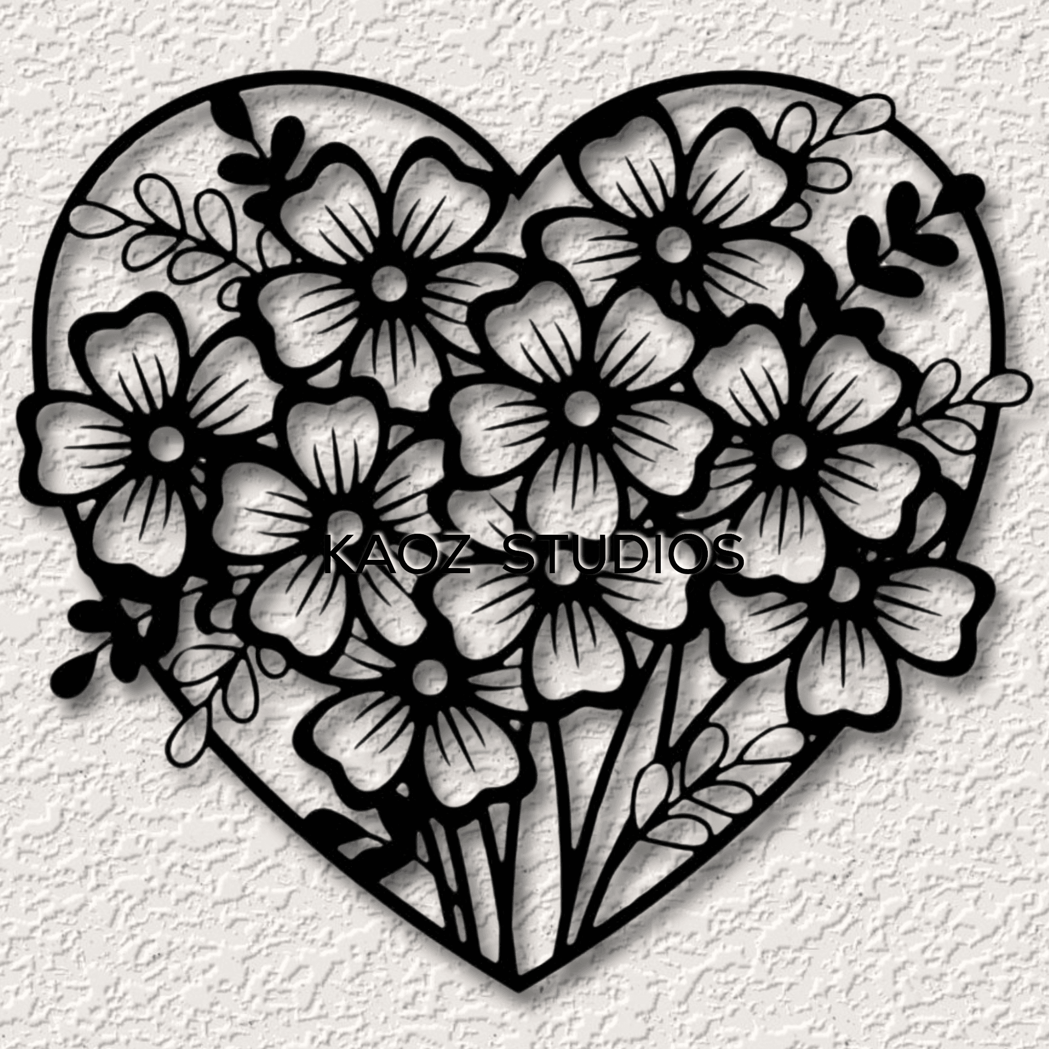 heart with flowers wall art valentines day wall decor love decoration 3d model