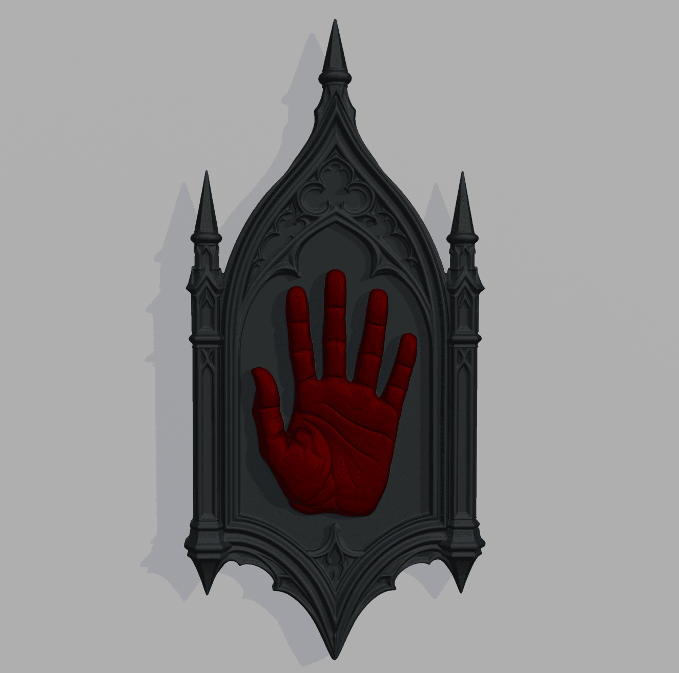 The Seer’s Hand Sign Frame – Gothic Wall Art Occult Palm Plaque 3d model