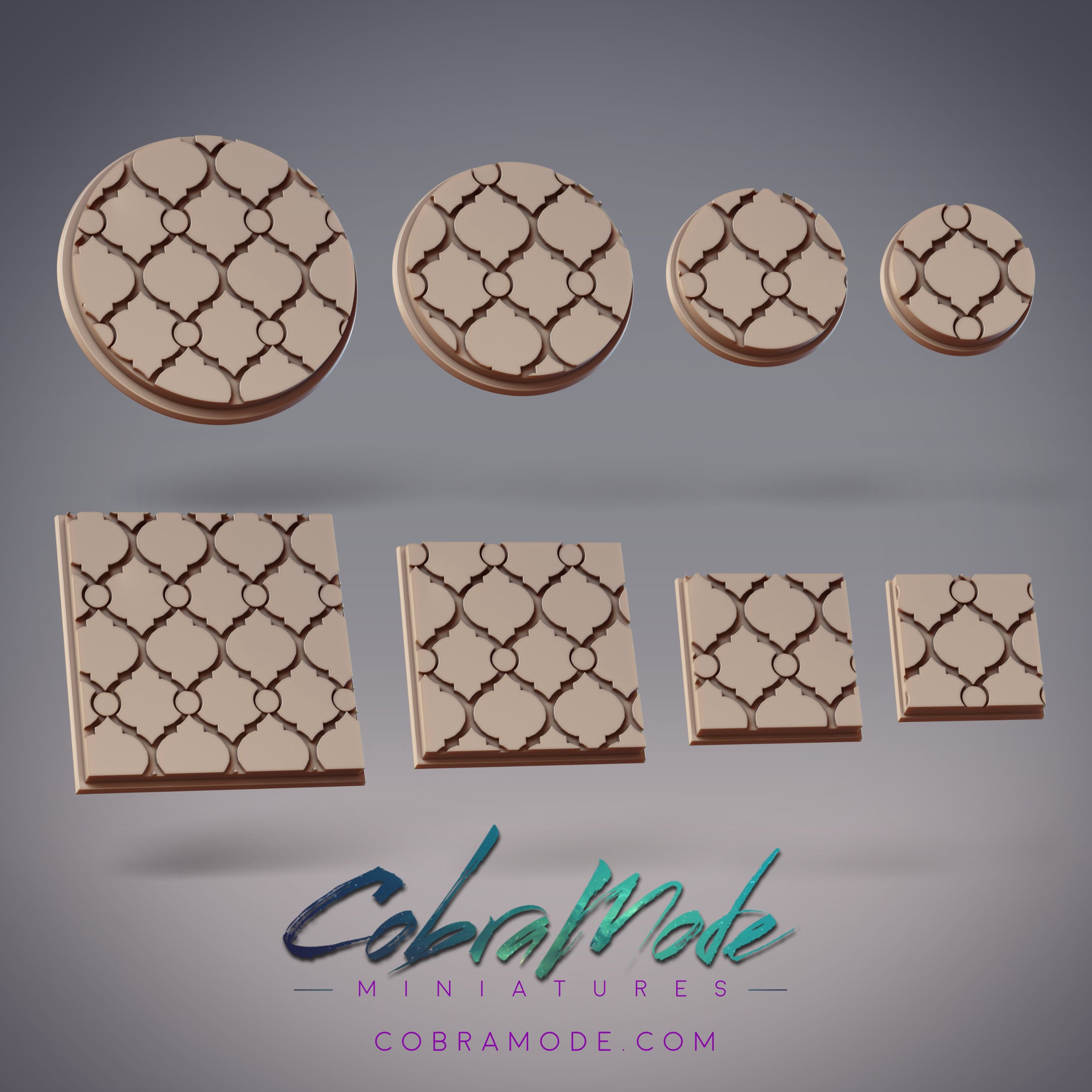 Arabesque Base Pack (8pcs) - Round and Square Versions 3d model