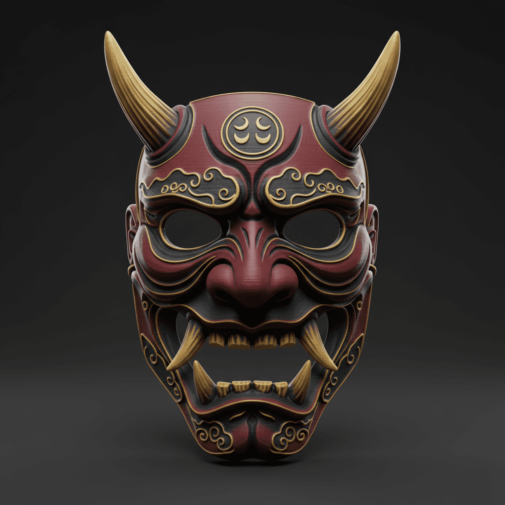 Ancient Oni Wearable Horror Mask Detailed STL Model 3d model