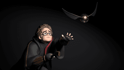 Quidditch Seeker: Harry Potter on Broomstick Chasing the Golden Snitch (STL File) 3d model