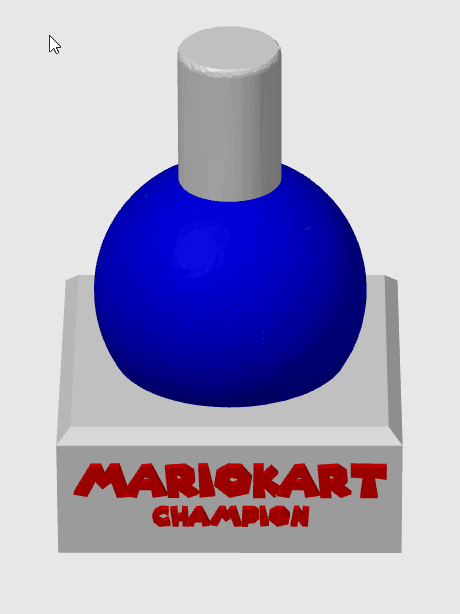Mario Kart Blue Turtle Shell Trophy w/ MMU 3d model