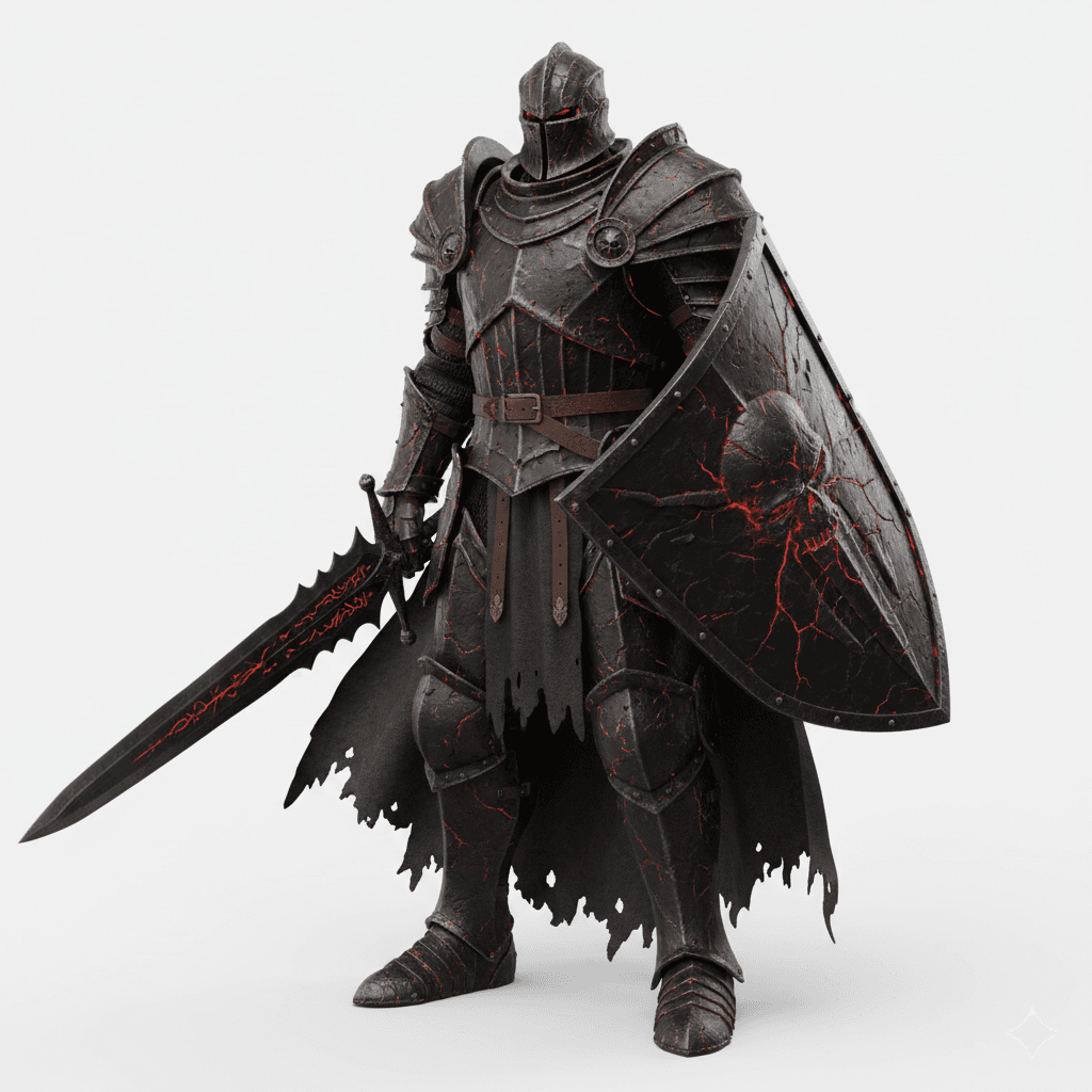 Ashen Black Knight Fantasy Warrior 3d model