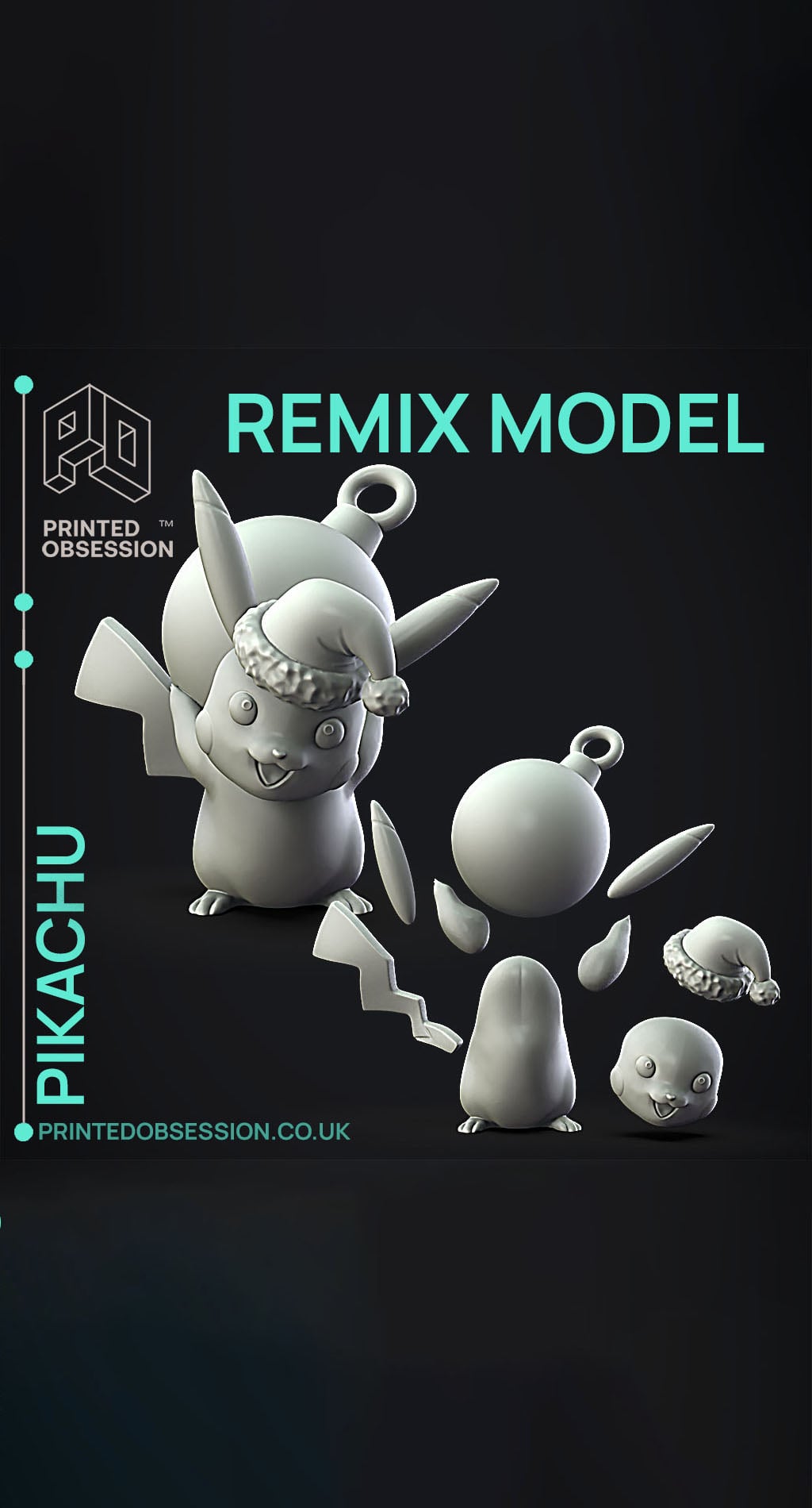 Pikachu - Xmas Remixable - Fan Art 3d model