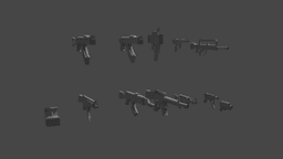 12 LOW POLY AUTOMATIG WEAPONS FOR 3D PRINT 3d model
