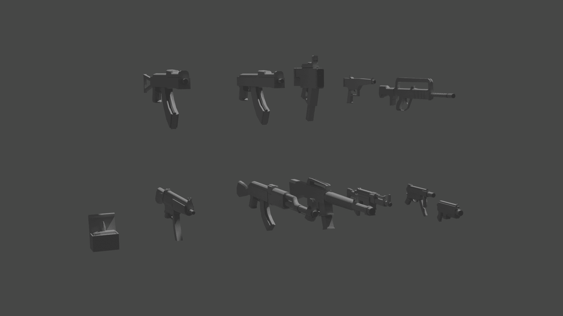 12 LOW POLY AUTOMATIG WEAPONS FOR 3D PRINT 3d model