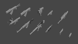 12 LOW POLY AUTOMATIG WEAPONS FOR 3D PRINT 3d model