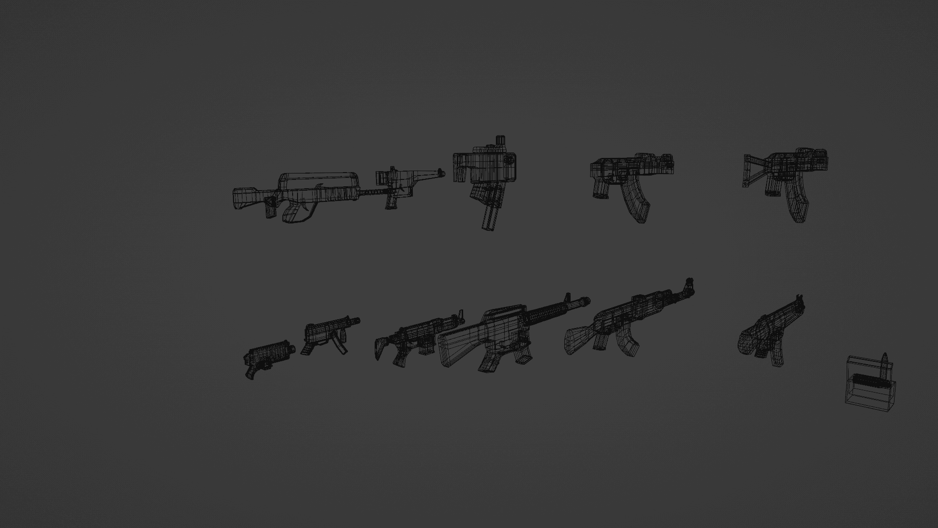 12 LOW POLY AUTOMATIG WEAPONS FOR 3D PRINT 3d model