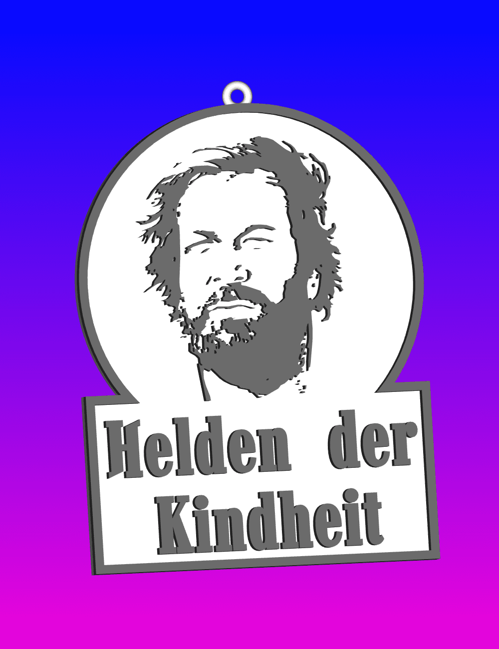 Bud Spencer keychain, earring, dogtag, Helden der Kindheit 3d model