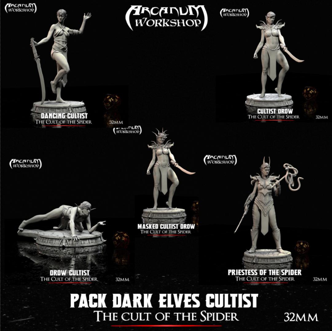 Dark elves Cultists Pack 3d model