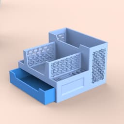 Multi-Functional Organizer, Desktop Pen Holder, SD Card, USB, Sticky Note Drawer Storage 3d model