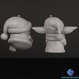 Star Wars Christmas Tree Decorations 3D Print - Baby Yoda and Stormtrooper STL 3d model
