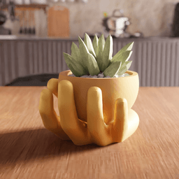 Modular Cupped Hand Planter Vessel 3d model