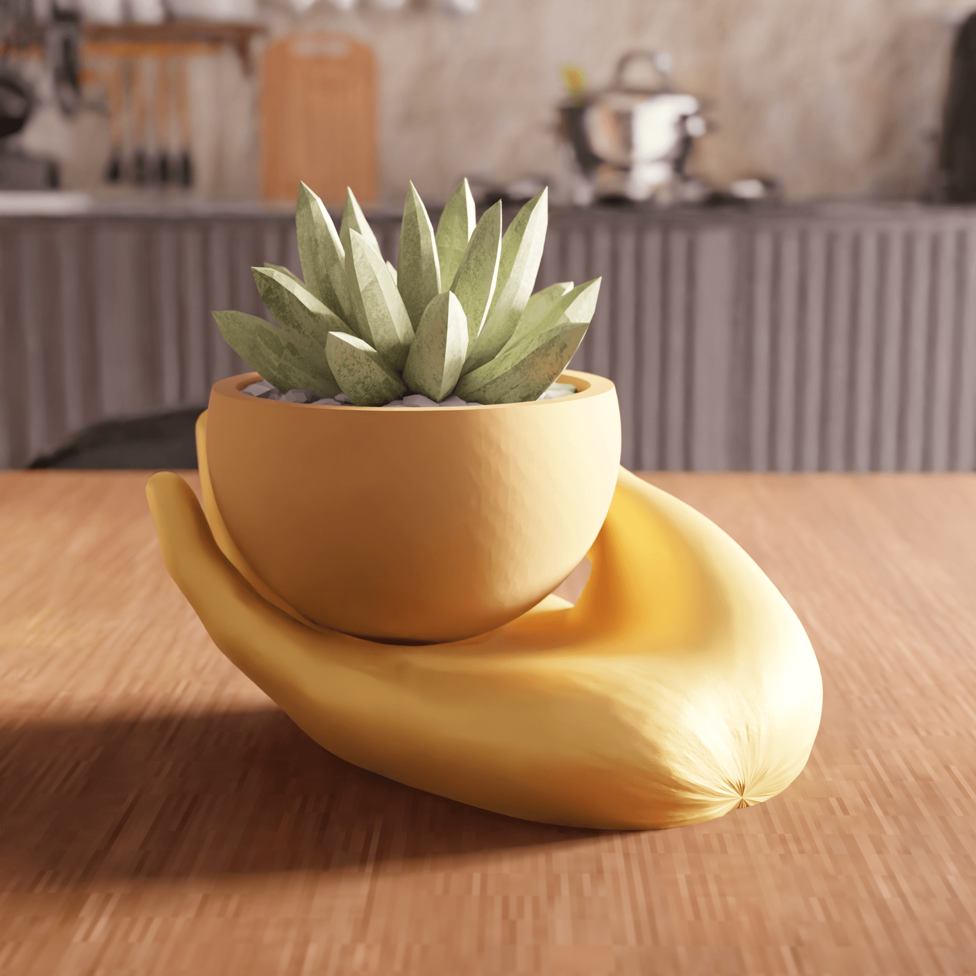 Modular Cupped Hand Planter Vessel 3d model