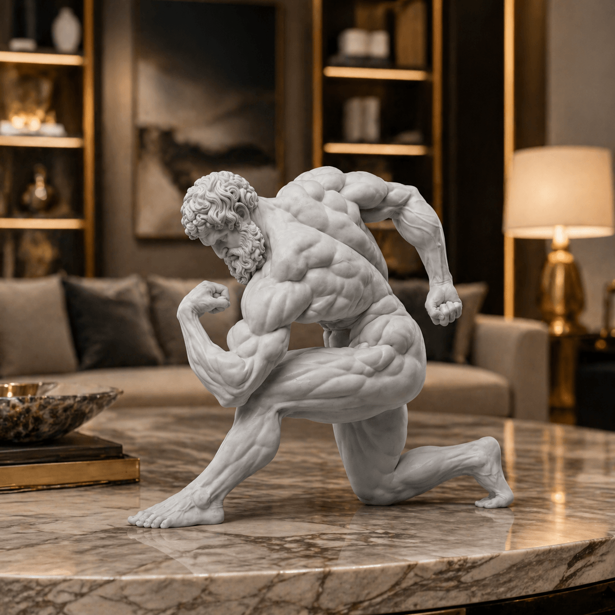 Muscular Kneeling Warrior STL – Dynamic Male Statue 3D Print Model 3d model