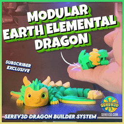Dragon Builder System (Earth) - Modular Flexi Dragons, Mix & Match Parts, Baby Version 3MF 3d model