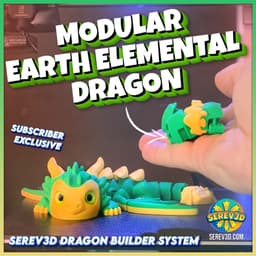Dragon Builder System (Earth) - Modular Flexi Dragons, Mix & Match Parts, Baby Version 3MF 3d model