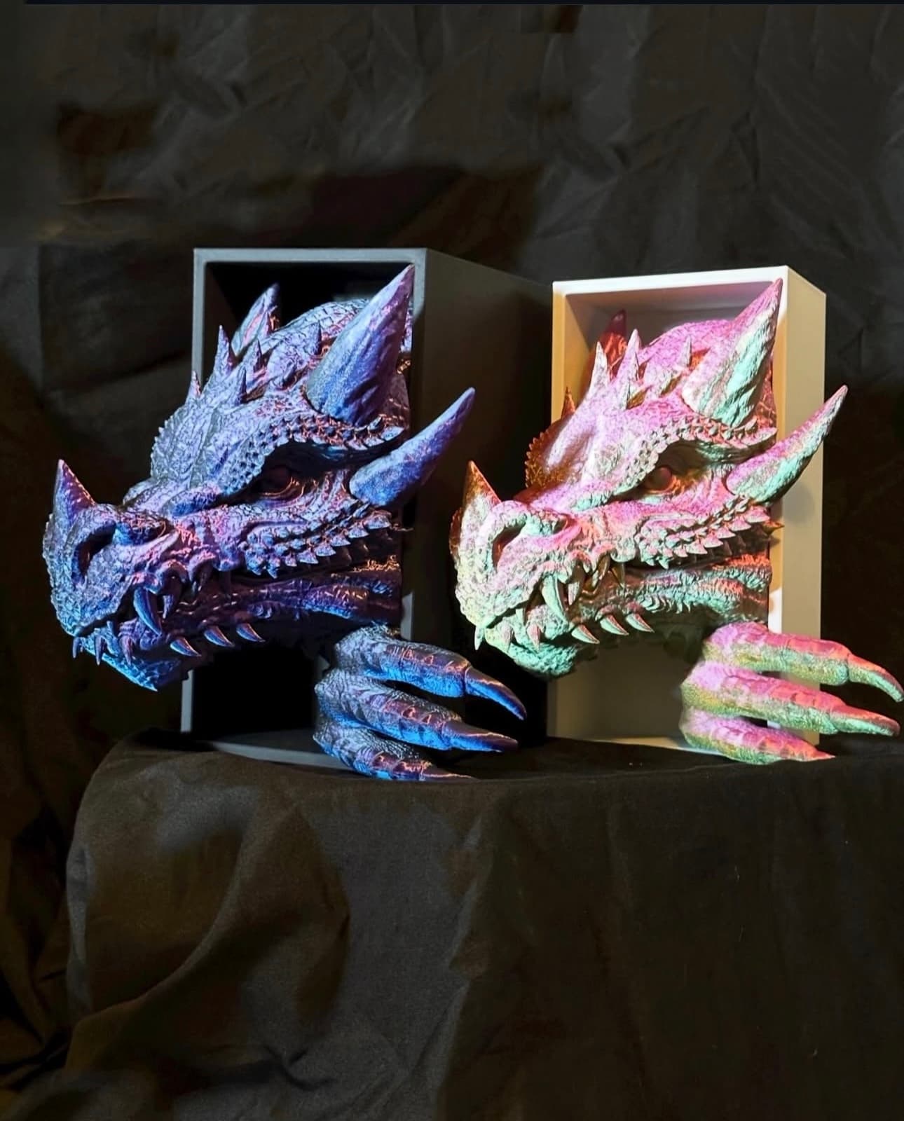 Eryone Blue Purple Black and MatterHackers Silky God Red green.
Love this model. Easy to print and looks fantastic!