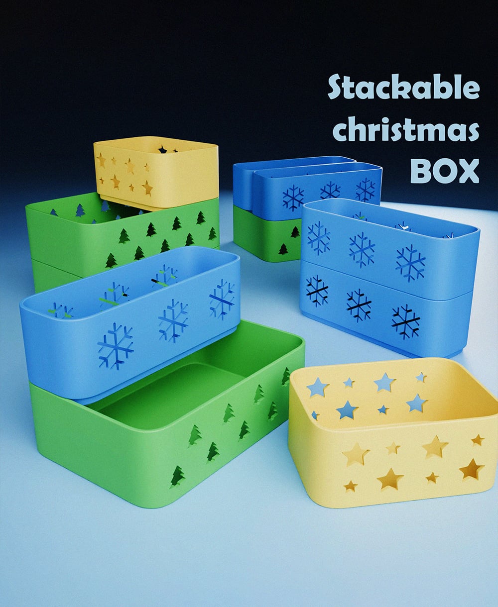 Stackable Christmas Box Set 3d model