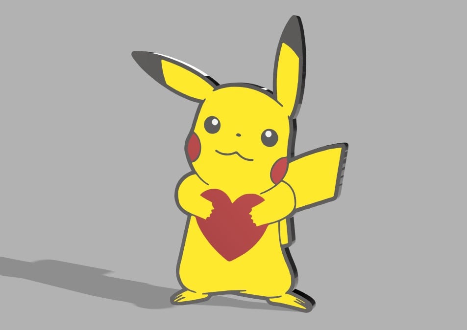 Pokemon-Valentine Pikachu Led Lamp 3d model
