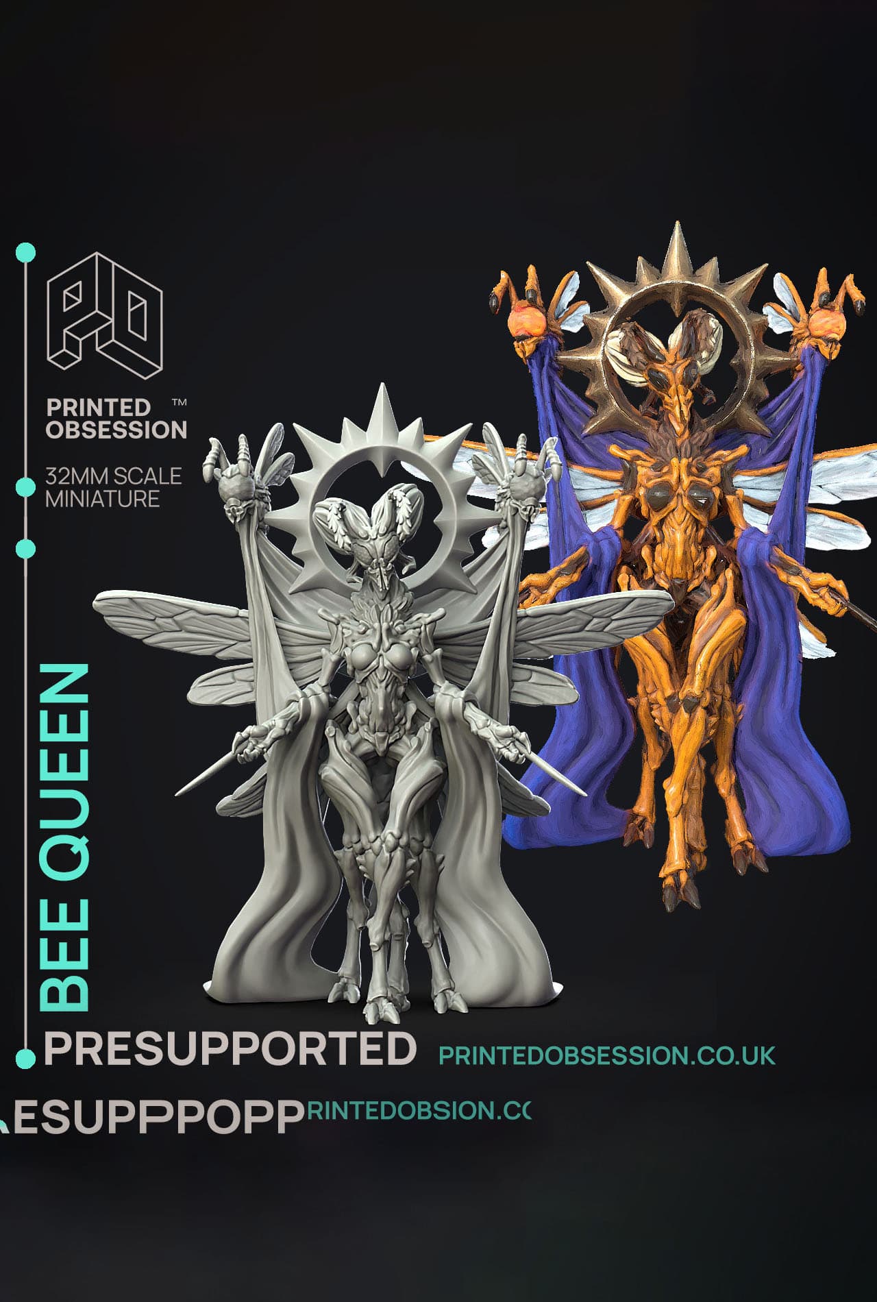 Queen Bee - Not the Bees - PRESUPPORTED - Illustrated and Stats - 32mm scale 3d model