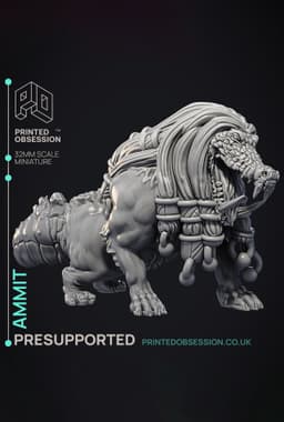 Ammit - Devourer of Hearts - Court of Anubis - PRESUPPORTED - Illustrated and Stats - 32mm scale 3d model