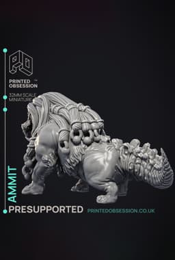 Ammit - Devourer of Hearts - Court of Anubis - PRESUPPORTED - Illustrated and Stats - 32mm scale 3d model