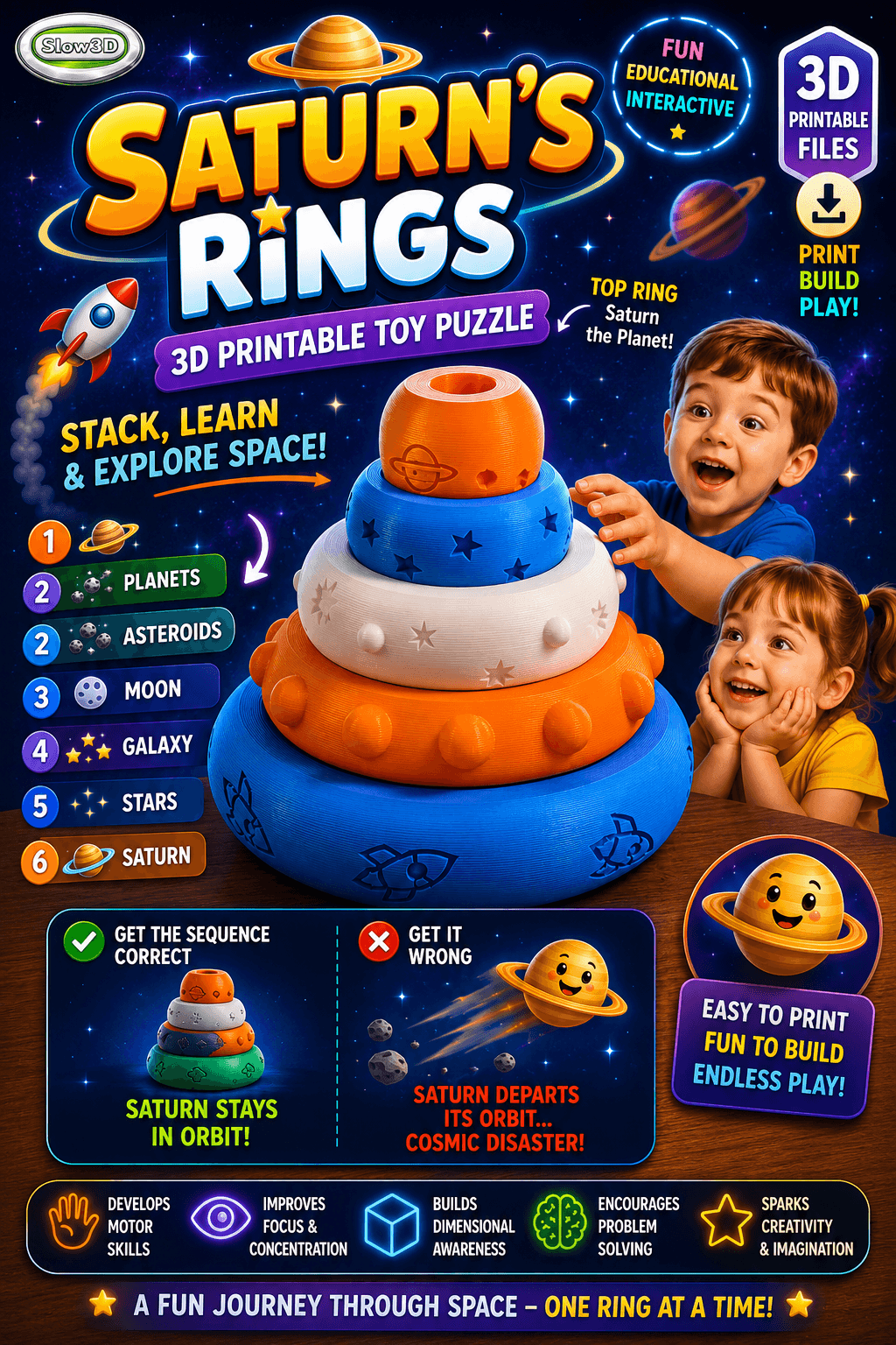 S3D Saturn's Rings Toy Puzzle for Young Minds 3d model