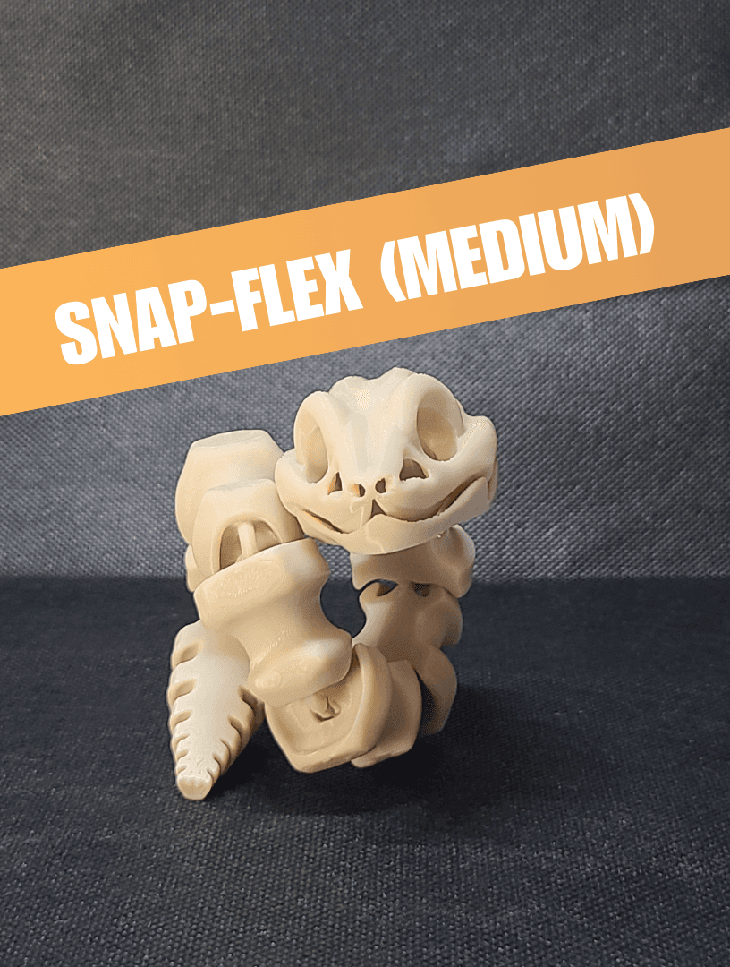 Round-Eyed Bone Snake (Medium Tightness) - Articulated Snap-Flex Fidget 3d model