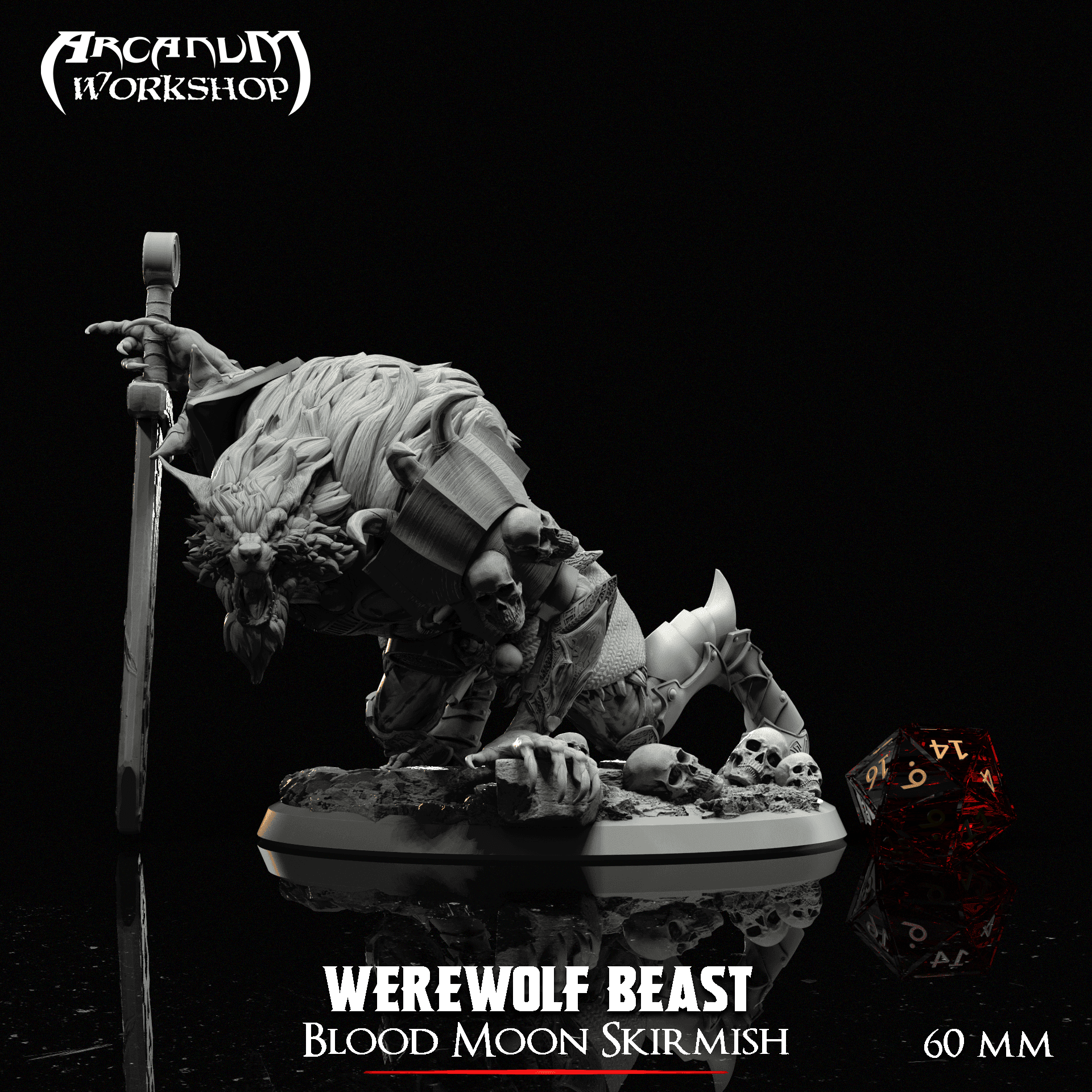 Werewolf Warlord Beast (60mm)  3d model