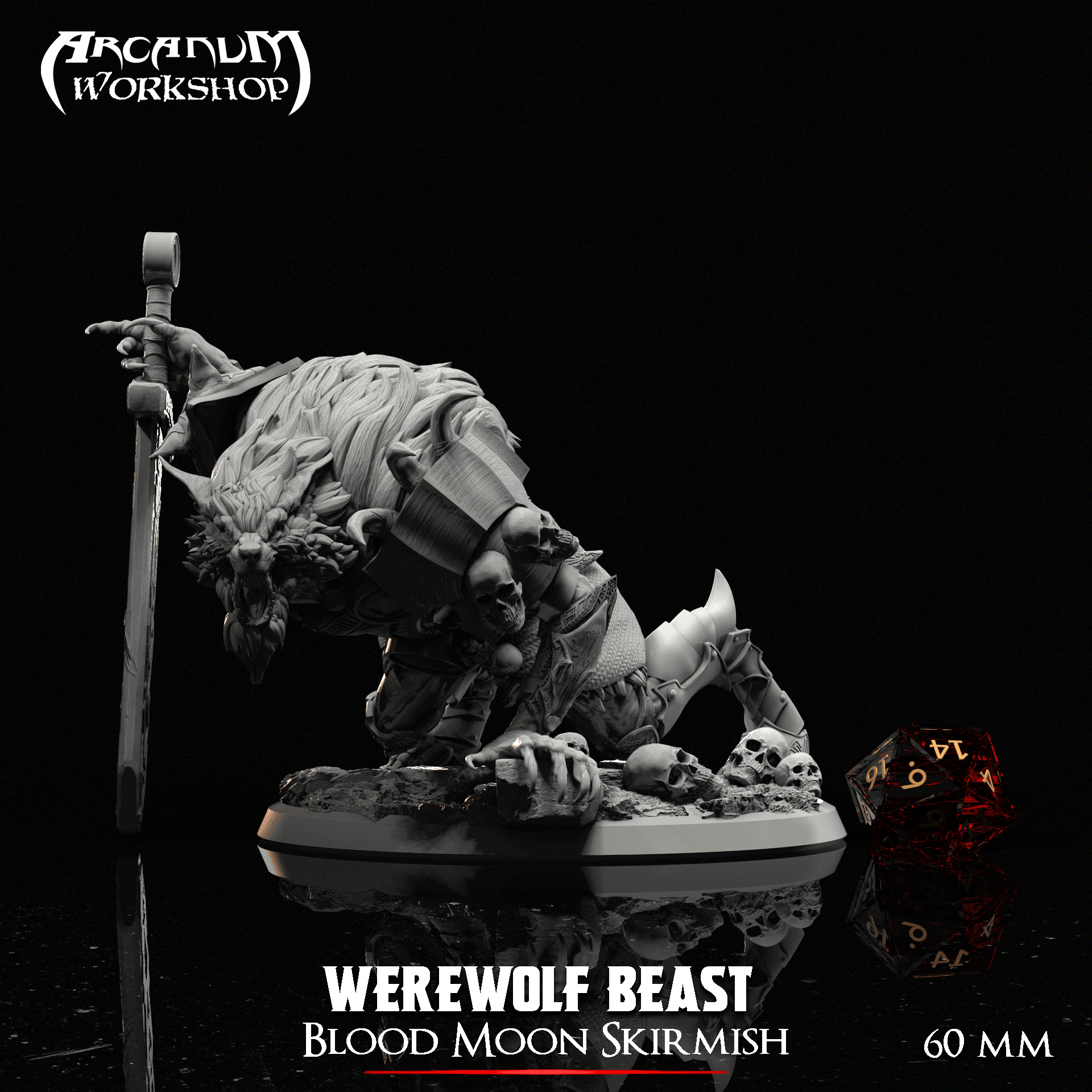 Werewolf Warlord Beast (60mm) 3d model