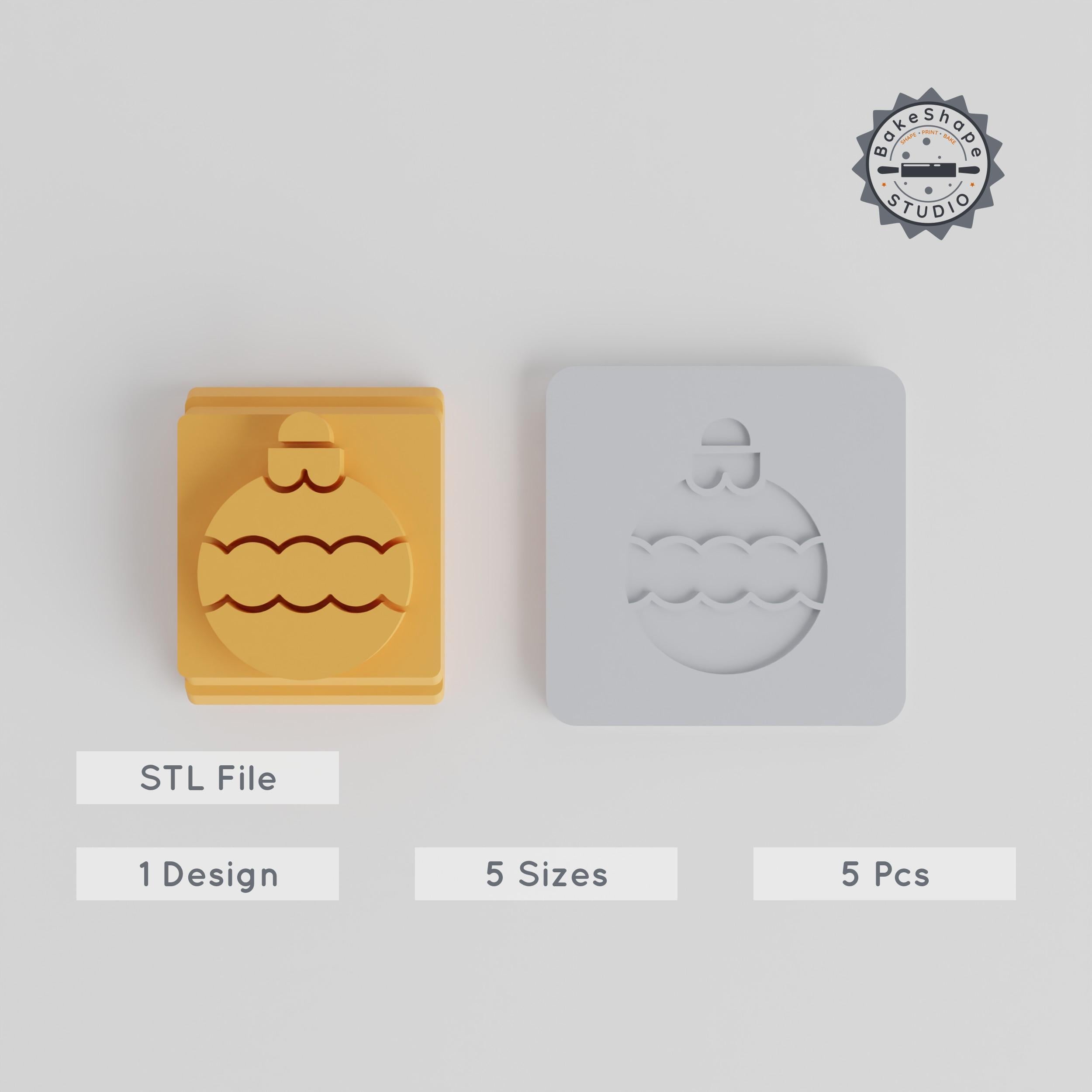 Festive Stamp Tile Set for Clay & Cookies, 5 Sizes, Perfect Christmas Bauble Decoration PRODUCT_3480 3d model