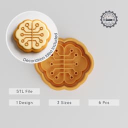 Brain Simulation Cookie Cutter & Stamp Set, Perfect for Cookies & Fondant, 3 Sizes, 6 Piece Cutter & Stamp Bundle PRODUCT_2882 3d model