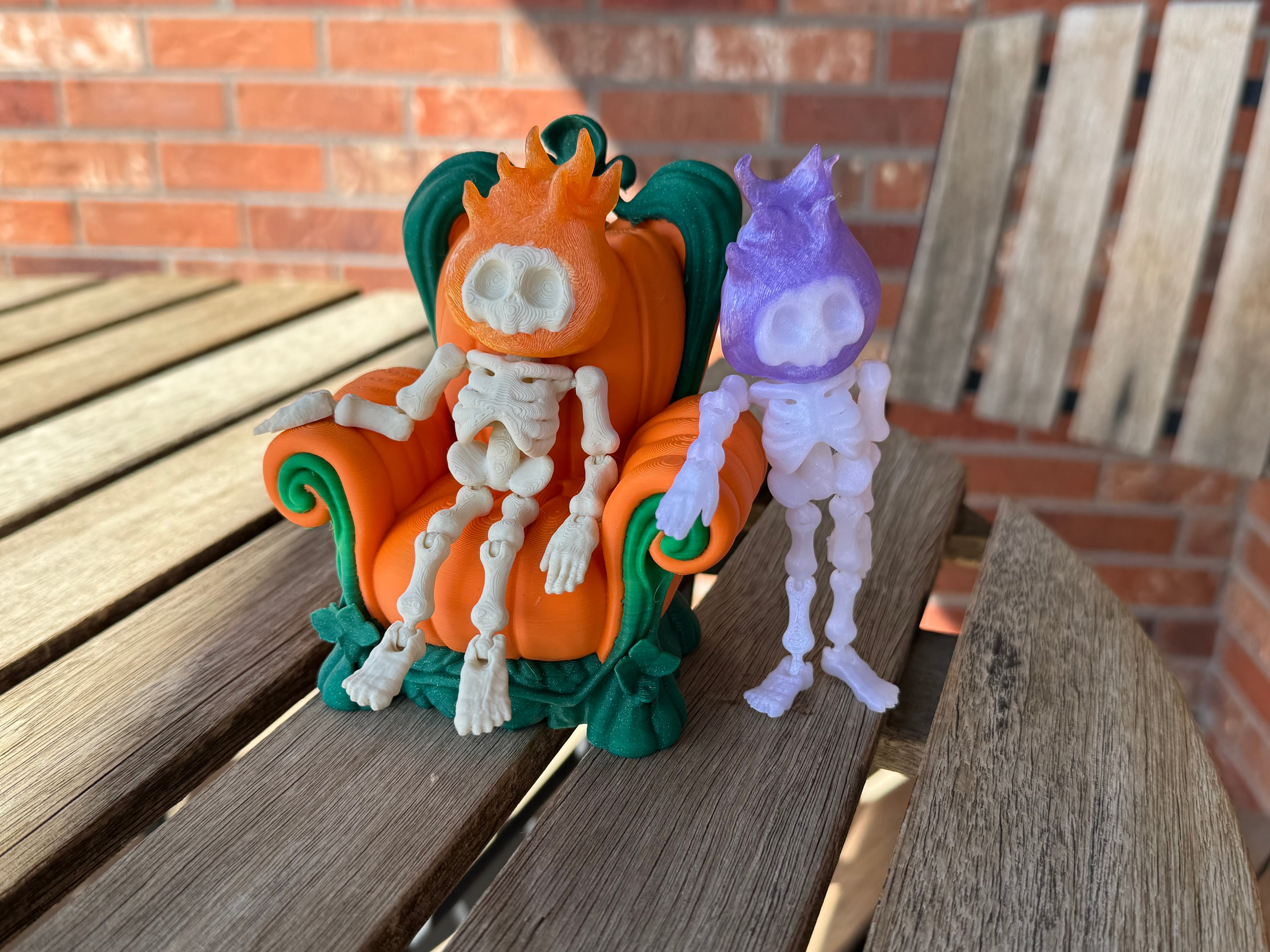 Flaming Skeleton and Pumpkin Throne 3d model