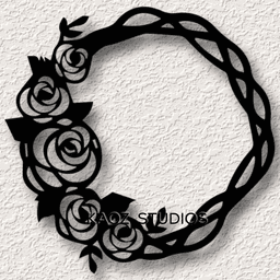 roses wall art wreath wall decor vines decoration 3d model