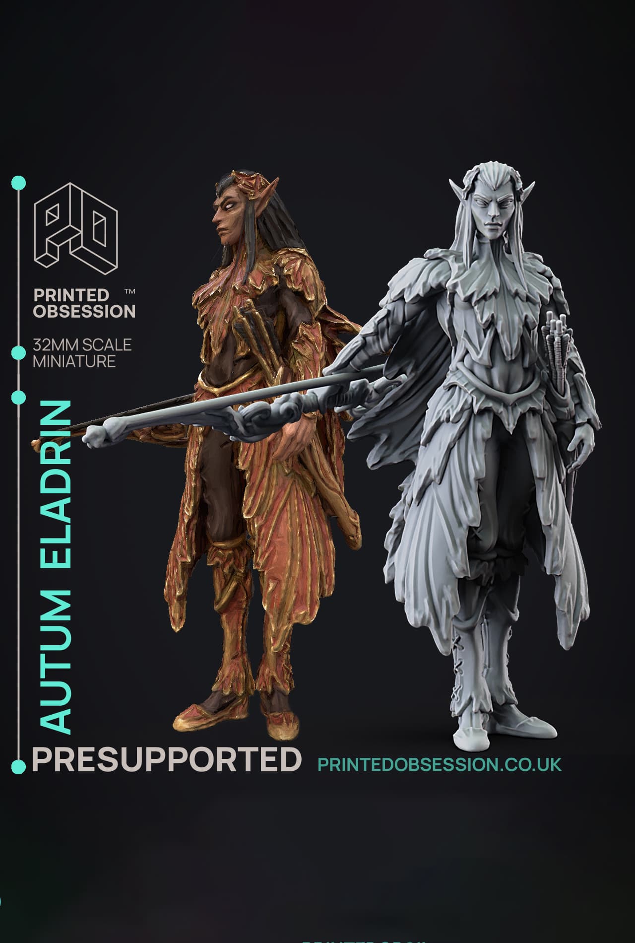 -Autum Eladrin -Faywild Vs Shadowfell 2 - PRESUPPORTED - Illustrated and Stats - 32mm scale 3d model
