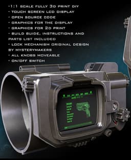 Pip Boy 3000 MkV - functional with open source code and a touch screen 3d model