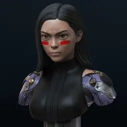 Alita bust (Pre-Supported) 3d model