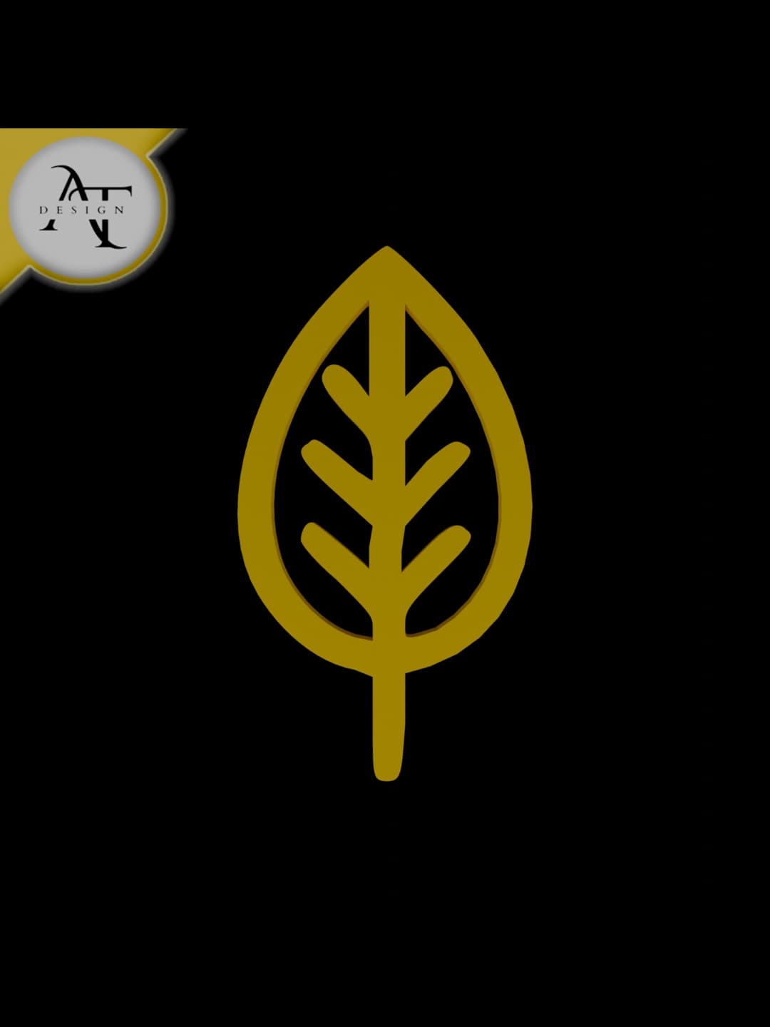 Simple Leaf Symbol - 2D Art 3d model