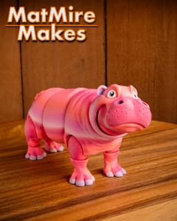 Hippo, plus Santa Hat version - Articulated Figure 3d model