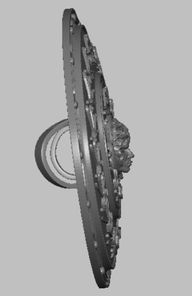 Escudo artístico con ornamentos y rostro 3d model
