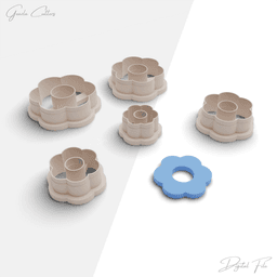 Donut Daisy Flowers Polymer Clay Cutter Package, 5 Models, 2 Cutter Version, 5 Size, No:1143 3d model