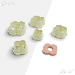Donut Daisy Flowers Polymer Clay Cutter Package, 5 Models, 2 Cutter Version, 5 Size, No:1143 3d model